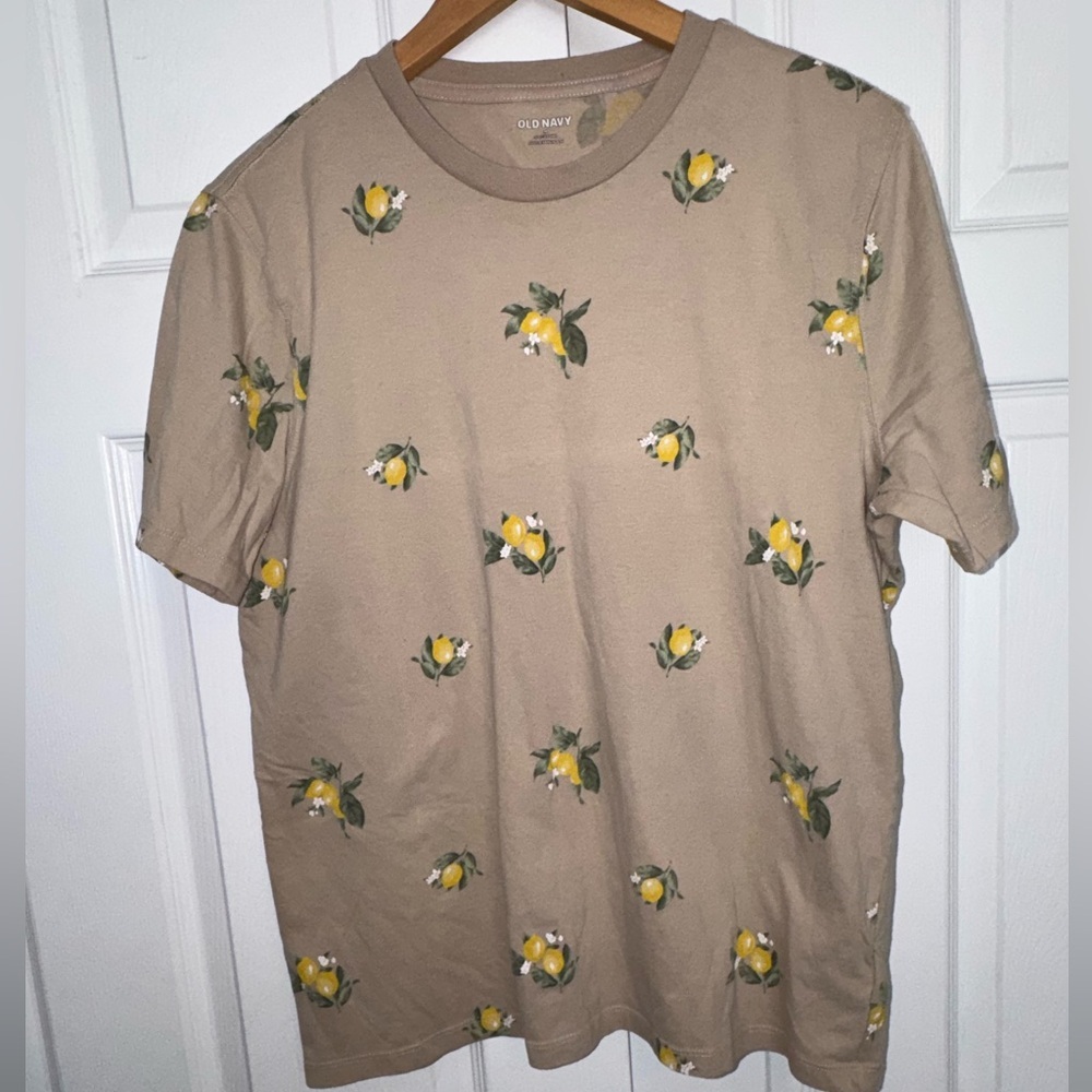 Old Navy Lemon Print Soft-Washed Tee | Medium | Summer Citrus Graphic T-Shirt